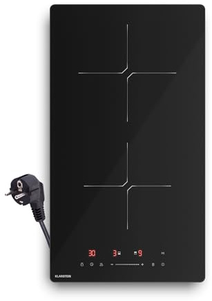 Klarstein PowerGlide Induktionskochfeld - 2-Zonen, 3500W Boost, Touch-Schieberegler, Timer & Kindersicherung, Restwärmeanzeige, Glaskeramik, 30cm, Kochfeld Induktion, Schwarz