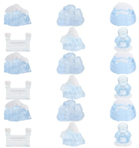 Abaodam Miniatur Eishaus Deko mit 18-teiligem Iglu und Pinguin Satz Farbechte Gletscher und Eisbergfiguren für Aquarium Mikrolandschaft und Puppenhaus