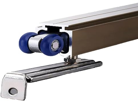 Kit de rail for porte coulissante en alliage d'aluminium - Quincaillerie for porte escamotable invisible for portes de douche et de placard en verre lisse, 1 pièce(Brown,220cm)