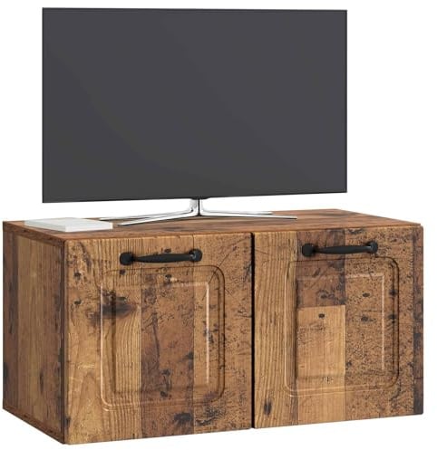 vidaXL Wandmontierter TV-Schrank Altholz 59,5 x 31 x 30 cm, Wohnzimmermöbel, moderner TV-Ständer, viel Stauraum, funktionale Medien-Einheit, platzsparendes Design, Holz-Unterhaltungszentrum