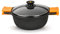 BRA Efficient Hoher Kochtopf mit Glasdeckel und Silikongriffen, Aluminium, schwarz, 20 cm, 4