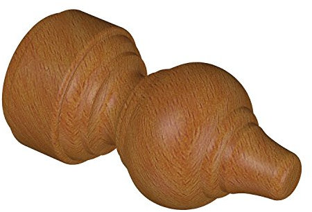 Flairdeco Endstücke für 28 mm Ø Gardinenstange, Rillenform, Holz, Kirschbaum lackiert, 2 Stück