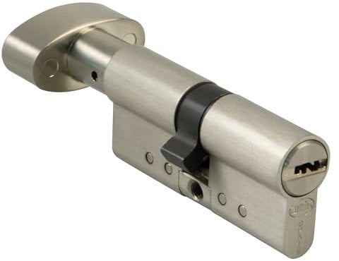 Amig - Cilindro di sicurezza con pomolo | Serratura per porte | Cilindro di Alta Sicurezza | Anti-picking e Anti-bumping | Include 5 chiavi | Cromato Satinato | Misure: 70 (35-35 mm)
