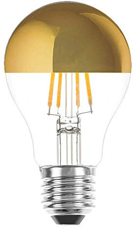 LED filamento Bombilla Pera Forma 8 W = 60 W E27 cabeza espejo oro extra blanco cálido 2200 K Retro