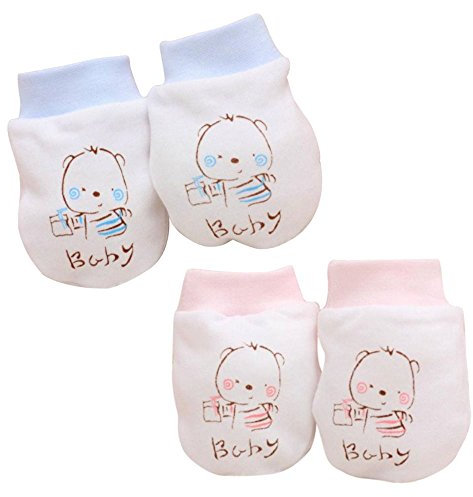 EROSPA® Anti-Kratz-Handschuhe Neugeborene Fäustlinge Baby Mädchen Jungen Schutz Verletzung Nägel Gesicht (Hellblau)