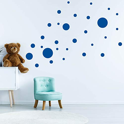 32 Kreise Set - Punkte Wandtattoo Wandaufkleber Sticker Aufkleber Rund Himmel (Blau)