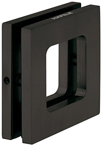 Design Möbelgriff Edelstahl schwarz Glastürgriff zum Schrauben Muschelgriff eckig für Glastüren & Zimmertüren - AMBRA | Griffmuschel zum Aufkleben | 70 x 70 x 10 mm | 1 Stück - Schiebetürgriff Glas