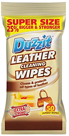 Duzzit Leather Cleaning Wipes, Cream, Fresh, 50 Count