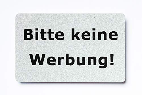 2x Bitte keine Werbung magnetisch und selbstklebend Aufkleber Tür Schild Türschild Briefkasten Briefkastenschild Haus Praxis Büro Geschäft silber (7)