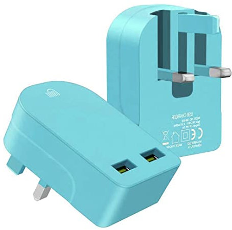 AMO Multi USB Charger, Folding 3 Pin UK Plug, 3.1A/15W UK USB Charger Compatible For iPhone/iPad/iPod/Samsung Galaxy Tab/HTC/Windows Phone/Tablet