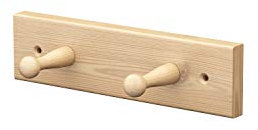 Sossai® Wandgarderobe aus Holz | Natürliche Optik - hochwertiges Kiefernholz | HG1 | seidenmatt lakiert | Hakenleiste mit 2 Garderobenhaken | Breite: 21 cm