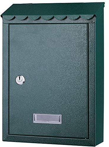 Bakaji 2832147 Boîte aux lettres murale en acier inoxydable avec fermeture à clé, Vert