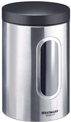 Westmark Vorratsdose mit Deckel & Fenster - ø 13 cm - BPA-freier Küchen Organizer - 100% rostfreier Edelstahl - in 3 Größen erhältlich (2300 ml)