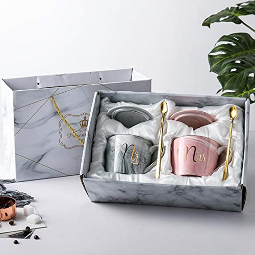 Tazze da Caffè Mr Mrs Set di tazze Grandi Tazza di Ceramica Regalo per Coppie Sposa Sposo Anniversario Nozze Compleanno Natale Festa del Papà Festa della Mamma 400ML/14oz