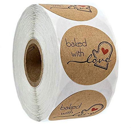 500 Stück Kraftpapier Aufkleber Sticker Aufkleber Etiketten Rund Selbstklebend Vintag Geschenkaufkleber Geschenksticker für Backen Geschenktüten Karte Briefumschlag Hochzeit (D)