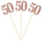 Sumerk Rose Gold Glitter 50 Centerpiece Sticks 50th Birthday Table Toppers Flower Toppers Anniversary Birthday Party Decoration Supplies - Pack of 8