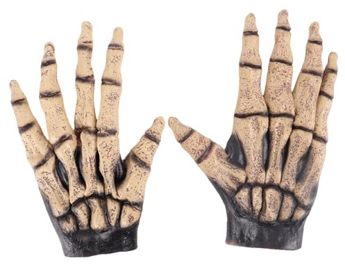 Amosfun 1 Paar Halloween Skelett Handschuhe Horror Vollfinger Handschuhe Party Schädel Geist Kostüm Handschuhe Bühne Performance Handschuhe