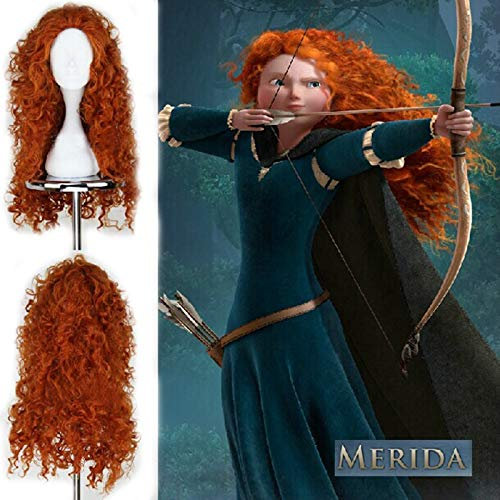 Film Tapfere Prinzessin Merida Cosplay Kostüme Mei Lida Lange lockige synthetische Perücken Haare Halloween Party Rollenspiel Perücken für Frauen C118