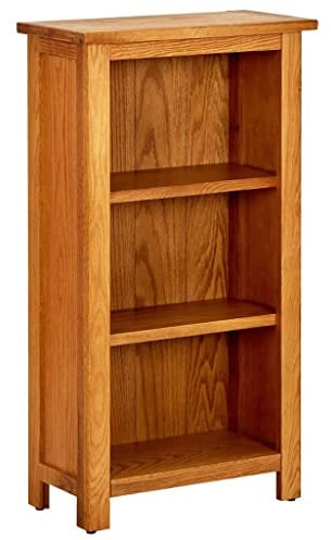 vidaXL Eichenholz Massiv Bücherregal Schmal mit 3 Regalböden Bücherschrank Standregal Büroregal Wandregal Regal Holzregal 45×22,5×82cm