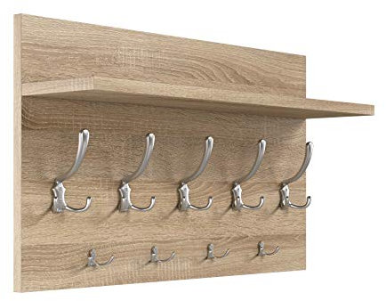 BDW Kleiderhaken für Wandhakenregal, Eingangsorganisator, Wandhalterung, Wandregal mit 9-Punkt-Haken für Eingang, Korridor, Schlafzimmer, Badezimmer, Wohnzimmer, || VIELE FARBE ||