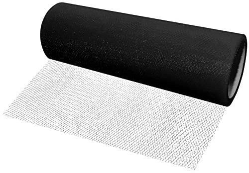 AERZETIX - C55271 - Rollo red de tul 15cm x 9m - color: negro - para confección costura ropa artesanía decoración