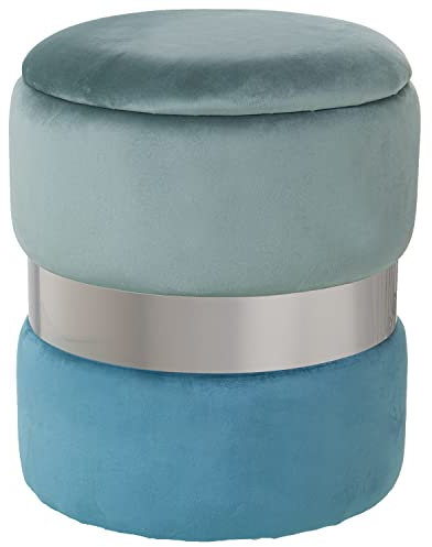 DRW Runder Sitzsack mit Aufbewahrung aus Samt Grün, Wasser, Blau und Silber, 37 x 43 cm