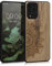 kwmobile Custodia Compatibile con Samsung Galaxy M53 5G Cover - Back Case in Legno con Bumper in Silicone TPU - Sole Marrone Scuro