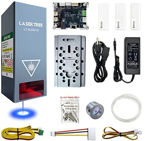 Aufgerüstetes Lasermodul Kit 20W optische Leistung, LASER TREE 80W Laserkopf mit Air Assist TTL Blaulicht, Vierfachstrahl komprimiert Laser Cutter Modul Kopf für Laser DIY Schneiden Graviermaschine