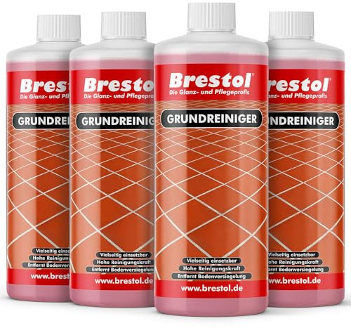 BRESTOL® GRUNDREINIGER 4x 1000 ml Konzentrat für alle wasserfesten Böden geeignet wie Laminat, Fliesen, Kacheln, Naturstein, Beton, Parkett, PVC, Linoleum - löst Versiegelungen und reinigt gründlich