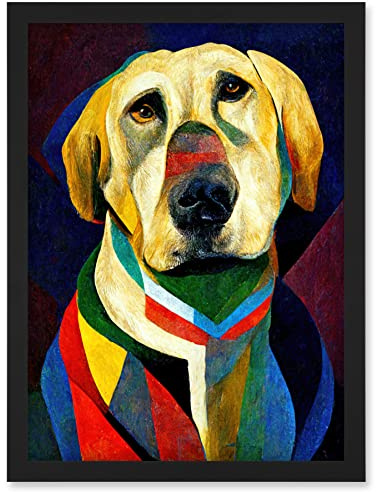 Doppelganger33 LTD Kandinsky's Dog Abstract Multi-Coloured Oil Painting Artwork Framed Wall Art Print A4