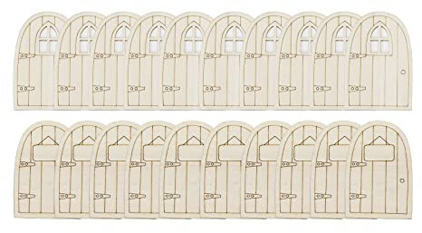 Pufguy Mini porta di fata non verniciata in legno artigianale elfo porta ornamento per fai da te mini case parete decorazione per feste domestiche - 20 pezzi