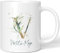JUNIWORDS Tasse, Violeta-Maja, Name Anfangsbuchstabe Initial Alphabet Floral Buchstabe V Monogramm Motiv, Weiß (5487393)