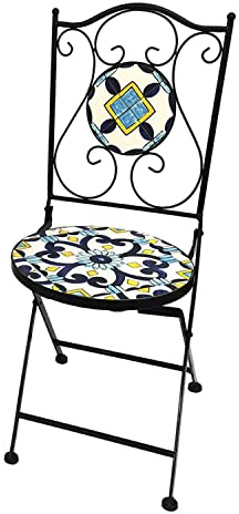 INDA-Exclusiv Klappbarer Mosaik Gartenstuhl Balkonstuhl Terassenstuhl mediterranes Design Klappstuhl Bistrostuhl Mosaikstuhl
