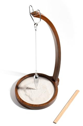 Kihomi Wooden Sand Pendulum for Desk | Creative Swinging Sand Tracing Pendulum | Magical Kinetic Decor for Zen Office and Home Decor | Relaxing Accessories for Tensegrity and Ornament Gifts (Brown)