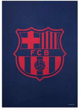 Displate Offiziell FC Barcelona MetallPoster Magnetische Befestigung Inklusive Lizenziert Bilder Hochwertiges Poster FC Barcelona - Crest - Crest red navy Poster 45 cm x 32 cm