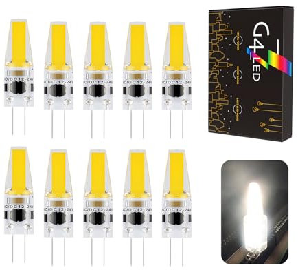 G4 Led Lampen, Naturweiß 4000K, 3W G4 LED Birnen, 270LM, Ersatz Für 30w Halogen, AC/DC 12V-24V Led Leuchtmittel, Kein Flackern Dimmbar 360° Lichtwinkel,10er Pack