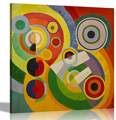 Artley Prints - Rhythmus: Lebensfreude von Robert Delaunay Leinwand Wandkunst Wohnkultur | Abstrakte Bilder für Wohnzimmer, Schlafzimmer, Büro 86 x 86 cm (34 x 34 Zoll)