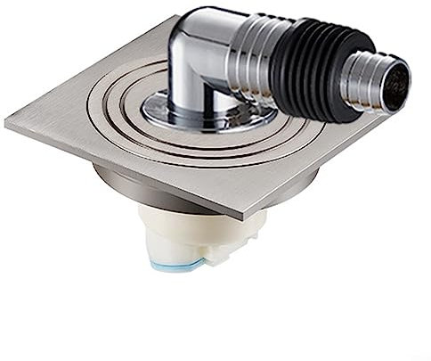Bodenablauf gegen Überlauf, Grau ABS galvanisiert, Chrom und Kieselgel, Abflussschutz für Waschmaschine, Frontplatte