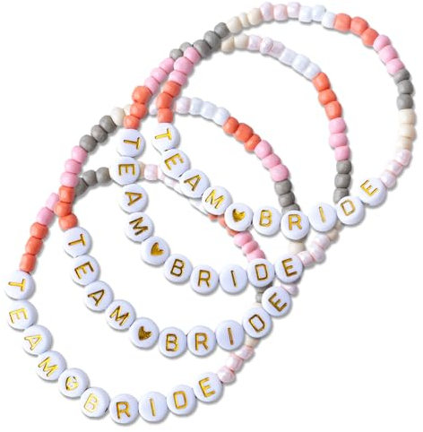 Papierdrachen 4 Perlen-Armbänder in sanften Pastelltönen - perfektes Accessoire für die Junggesellinnenfeier - tolle Geschenkidee für einen unvergesslichen Tag - TEAM BRIDE - Set 11