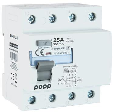 POPP® Electric Interruptor diferencial (RCCB) Superinmunizado gama industrial 3P+N clase ASI 30mA/300mA (25A, 300mA)