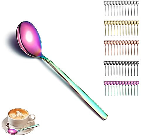 Berglander cucchiaini arcobaleno da 12, cucchiaini da caffè in acciaio inox placcati in titanio, piccolo cucchiaio da dessert, ideale per casa, ristorante, hotel, lavabile in lavastoviglie