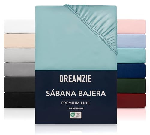 Dreamzie Sabanas 90x190 cm - Grandes Solapas de hasta 33 cm - 100% Microfibra - Agua - Certificada sin Productos Químicos (Oeko Tex), Sabanas bajeras Completamente Elásticas
