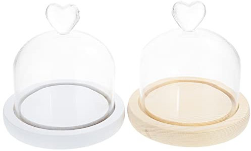 DECHOUS 2Pcs Fiore Conservato Copertura In Vetro Mini Alimenti Supporto Di Decor Car Trim Cupola Cloche Torta Copertura Del Display Campana Vaso Display Cupola Cupola Di Vetro