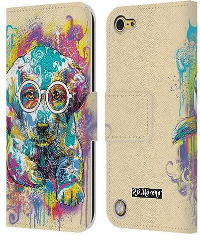 Head Case Designs Offizielle P.D. Moreno Hund Bunt Drip Art Katzen Und Hunde Leder Brieftaschen Handyhülle Hülle Huelle kompatibel mit Apple iPod Touch 5G 5th Gen