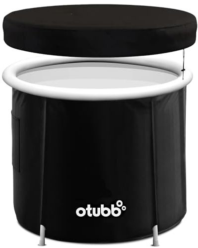 OTUBB Baño de hielo de 75 cm de diámetro, bañera plegable hinchable, bañera de asiento para exteriores para adultos para jardín o ducha, bañera móvil de plástico, bañera de plástico, color negro