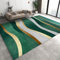PAJEON Tapis de Décoration Rayures Irrégulières Vert émeraude Doré, 140 x 200 cm Tapis Moquette de Chambre à Poils Ras, Paillasson Intérieur - pour Chambre à Coucher de Salon