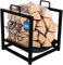 KOTARBAU® Kaminholzregal Innen Brennholzregal Außen 40x35cm Pulverbeschichteter Stahl Holzregal Feuerholzregal Kaminregal Holzlager Holzkorb für Kaminholz Brennholzkorb Kaminholzständer Modern Schwarz