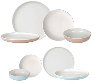 KÜTAHYA PORSELEN Geschirr Set 8-teilig | Porzellan Tafelservice für 2 Personen | Flachteller & Tiefteller | Spülmaschinen- & Mikrowellengeeignet | Modern, Elegant & Zeitlos