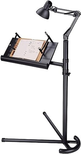 FaLkiN Soporte de Suelo para iPad, Soporte Plegable para partituras, Soporte para Libros de Altura Ajustable con luz de Libro extraíble, Soporte para Tableta para Cama, Soporte para podio