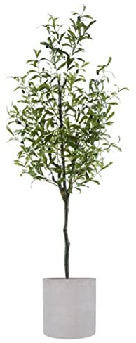 Künstlicher Baum, künstlicher Olivenbaum, Pflanzensimulationsbaum mit rundem Becken, grüne Pflanzen, künstlicher Baum für Innen- oder Außendekorationen, künstliche Pflanze (Größe: 180 cm) (einfarbig,